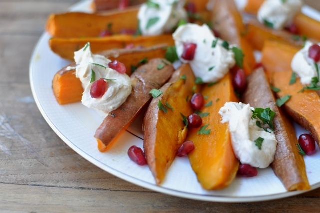 Roasted Sweet Potatoes with Tahini Yogurt